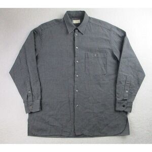 Ermenegildo Zegna Shirt Mens L Black Plaid Long Sleeve Button Up Business *READ*